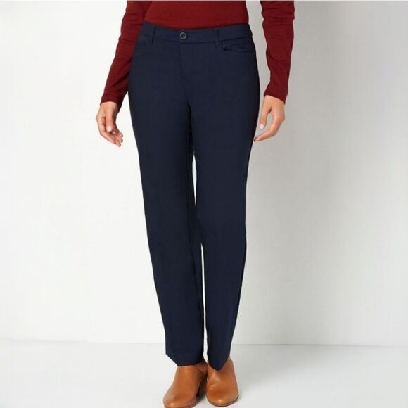 Christopher & Banks Navy Modern Fit Straight Leg Petite Trouser - Picture 1 of 14